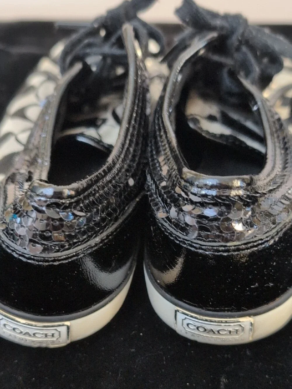 Coach Black & Cream Signature Canvas Lace-Up Sneakers